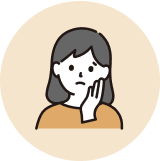 頬に手を当てて悩む女性のイラスト。
