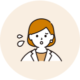 困った表情の女性のイラスト。